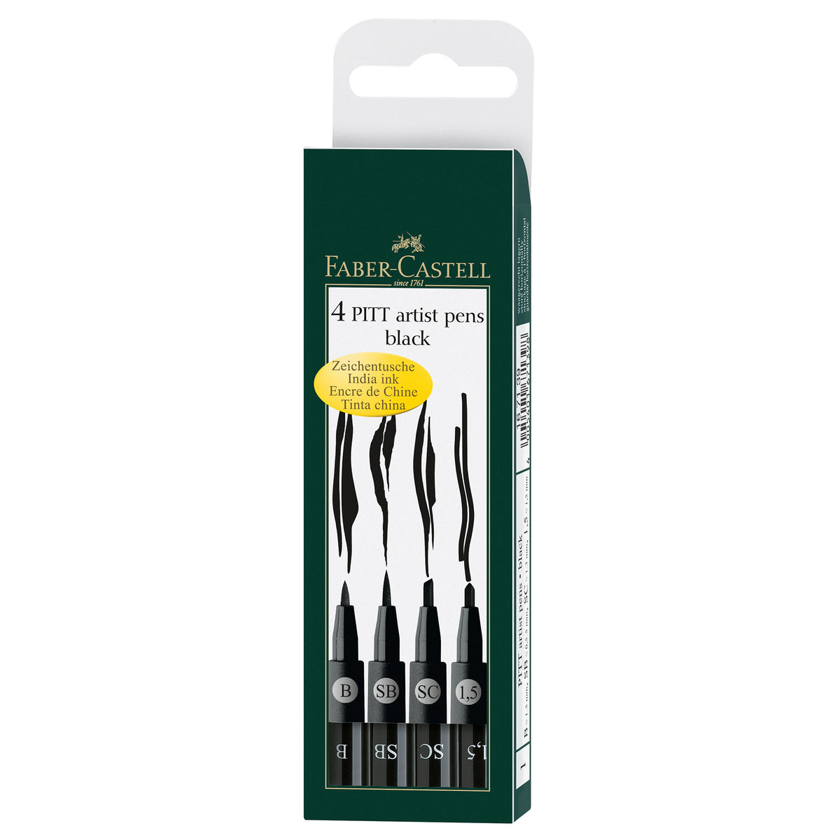 Faber-Castell Fine Pitt Brush Pen Set of 4 - Black Set 2