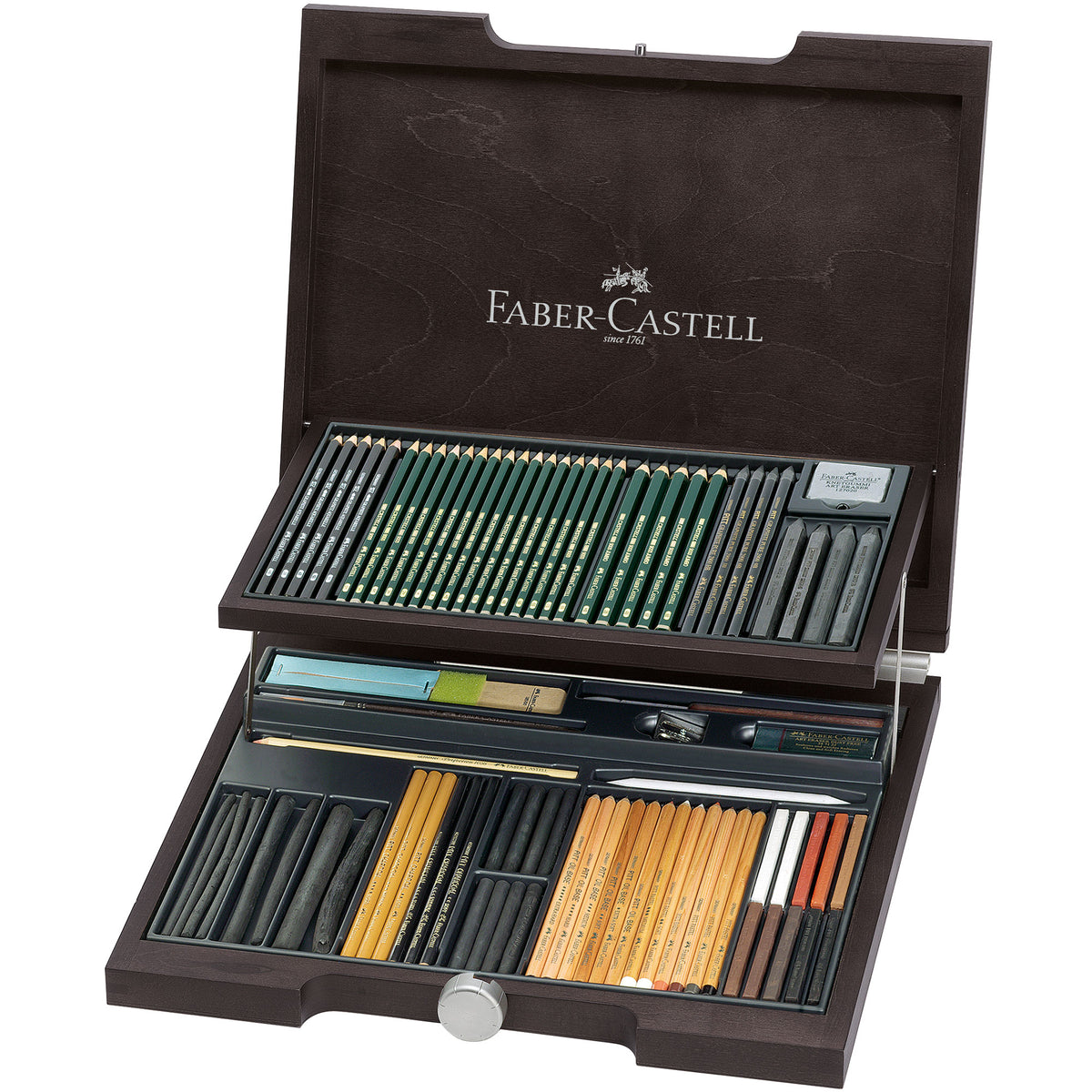 Faber-Castell Pitt Monochrome Wooden Case - 85 pieces