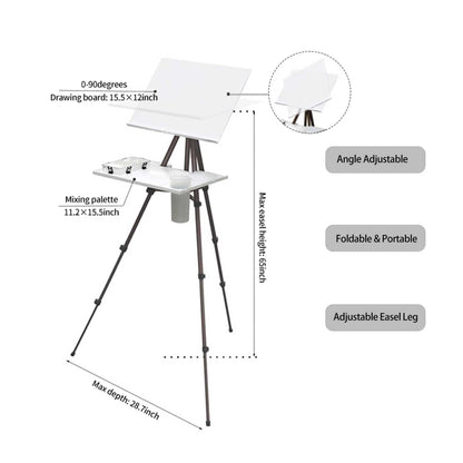 MEEDEN Artist Metal Watercolour Plein Air Easel - Product Dimensions