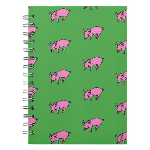 Pink Pig Notebooks Posh Patterned Cover - 80gsm Lined Paper - 70 Leaves - A5 - Meadow Green Cover