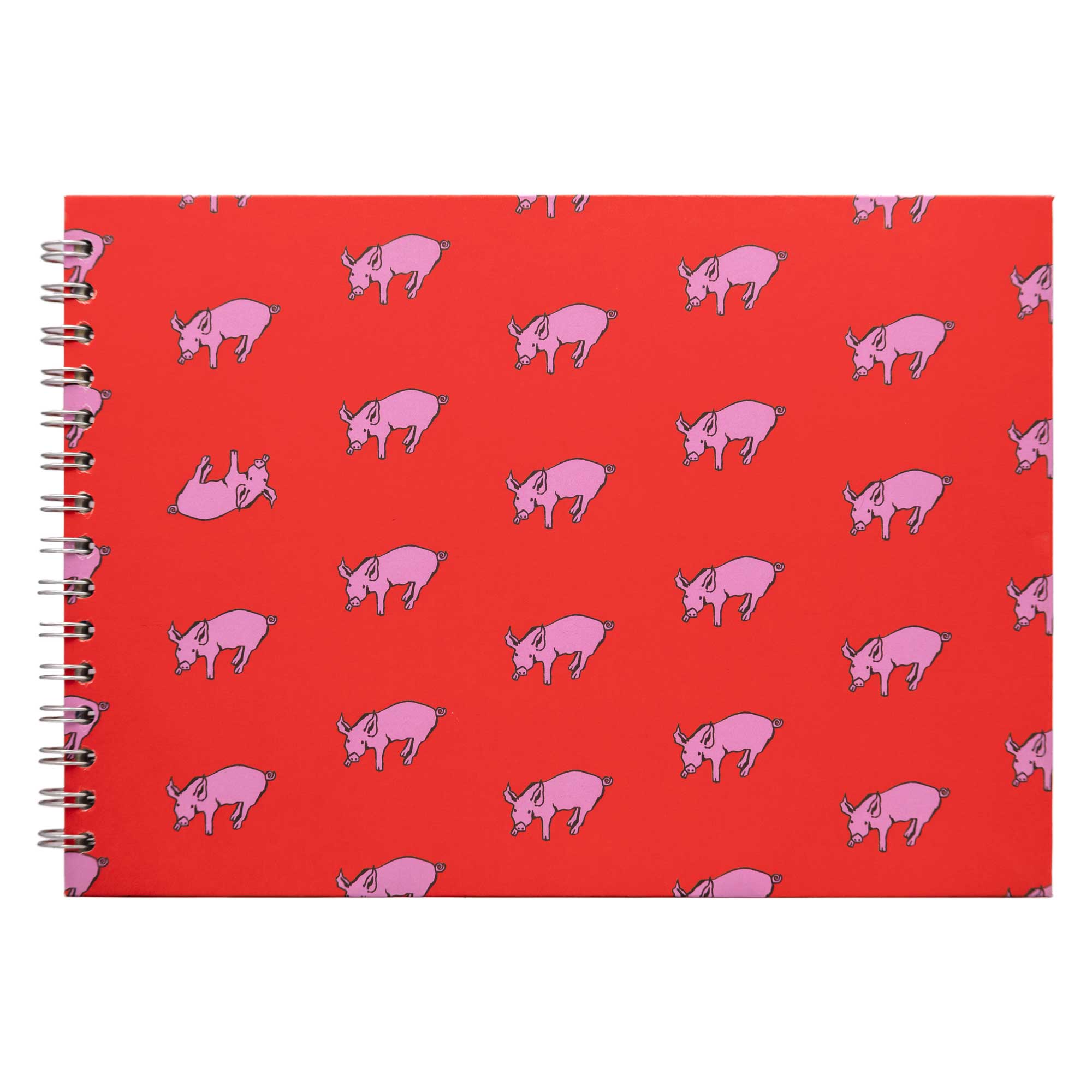 Pink Pig Sketchbooks Posh Patterned Cover - 150gsm Cartridge Paper - 35 Leaves - A4 Rooster Red