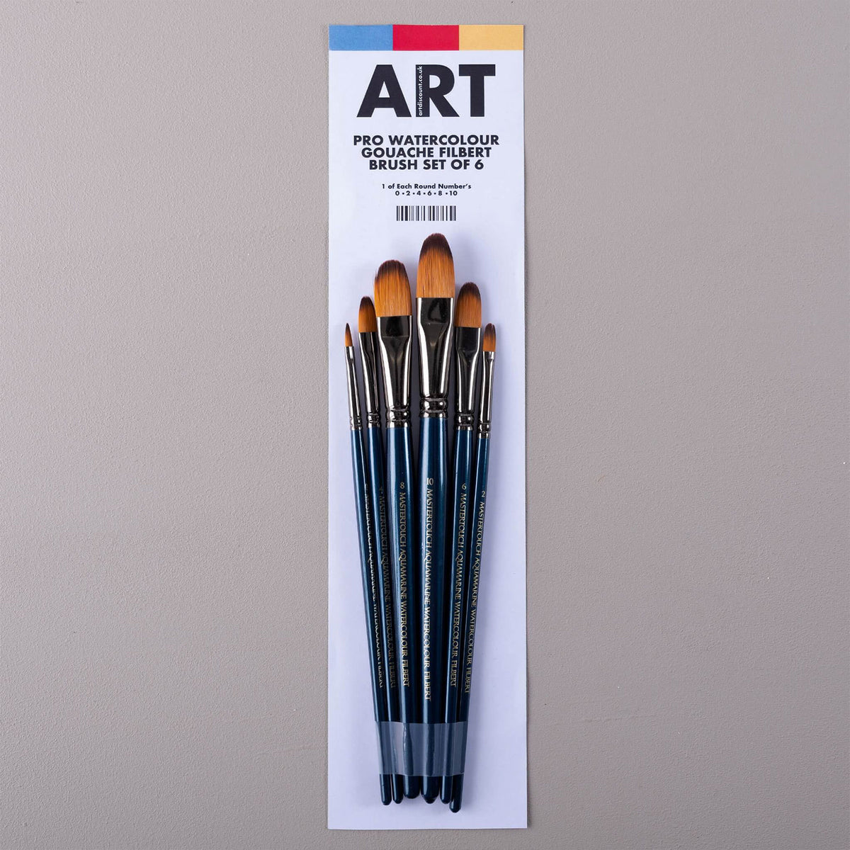 ARTdiscount Pro Watercolour/Gouache Filbert Brush Set of 6