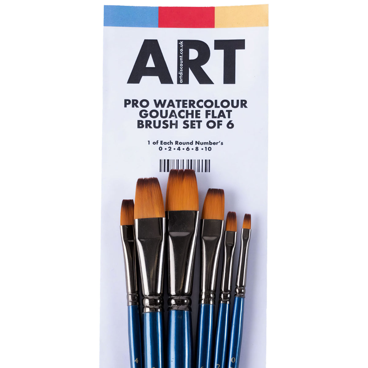 ARTdiscount Pro Watercolour/Gouache Flat Brush Set of 6