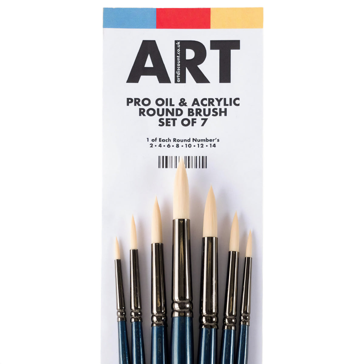 ARTdiscount Pro Oil &amp; Acrylic Round Brush Set of 7