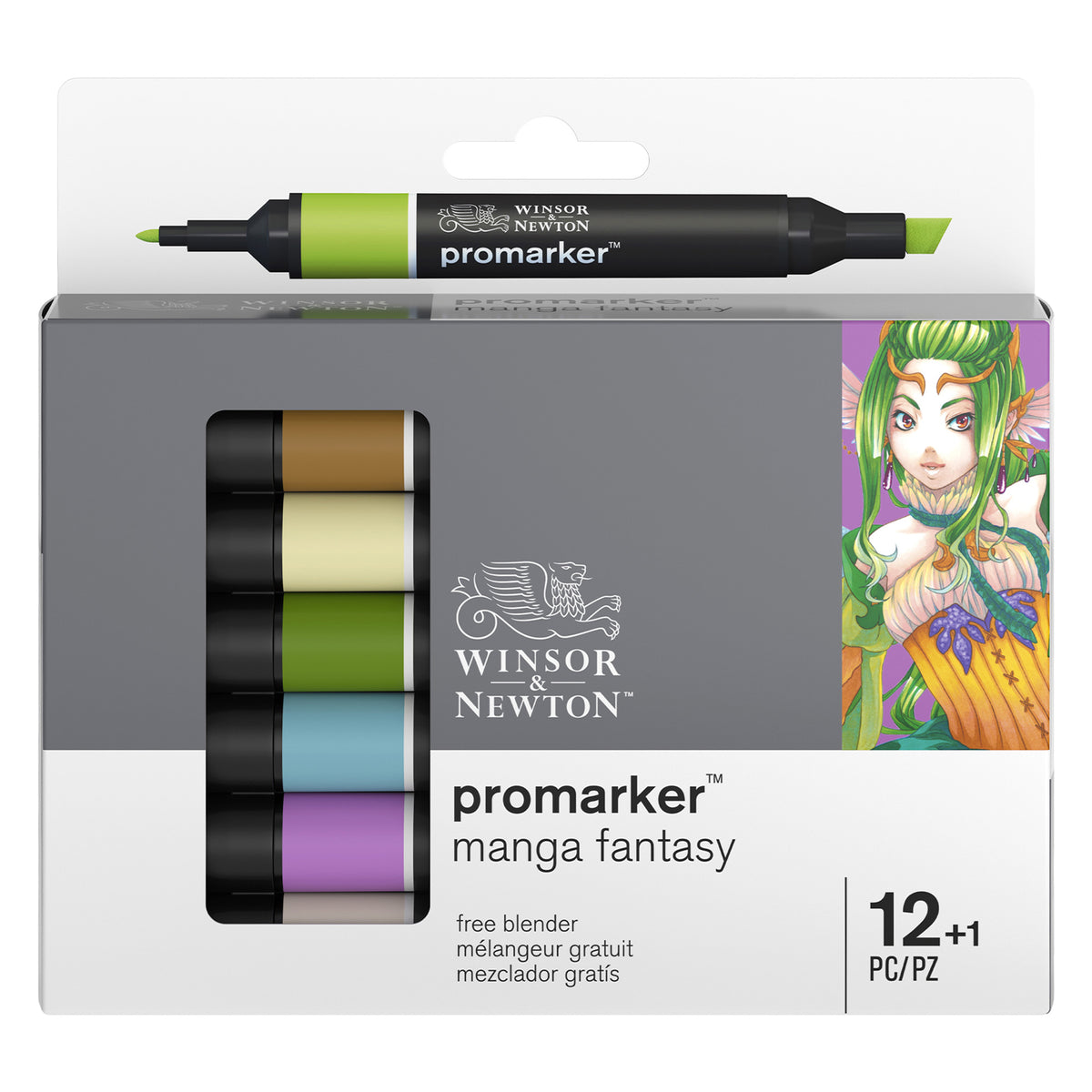 Winsor &amp; Newton Promarker - Manga Fantasy Set of 12 + Blender