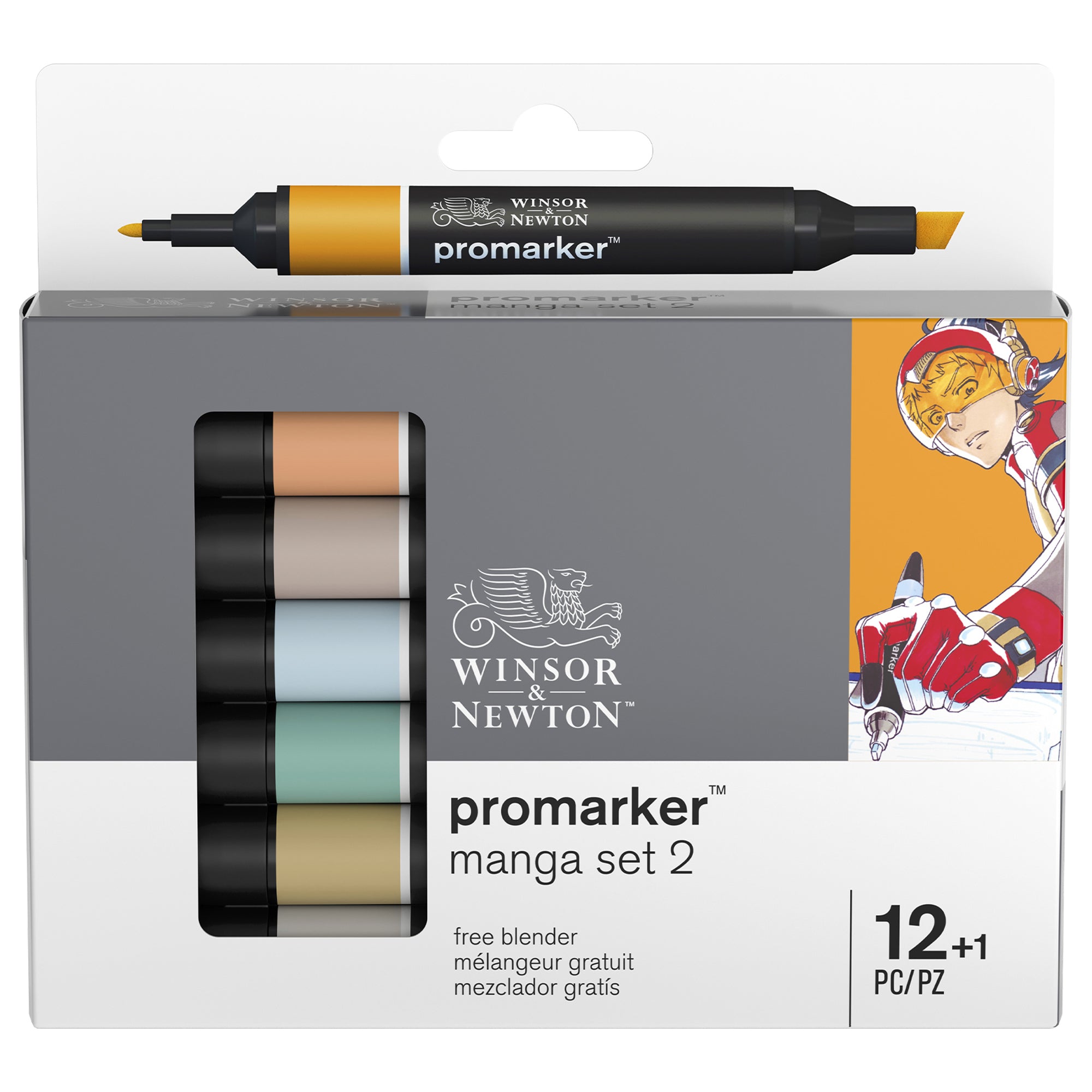 Winsor & Newton Promarker - Manga Set #2 - Set of 12 + 1 Blender