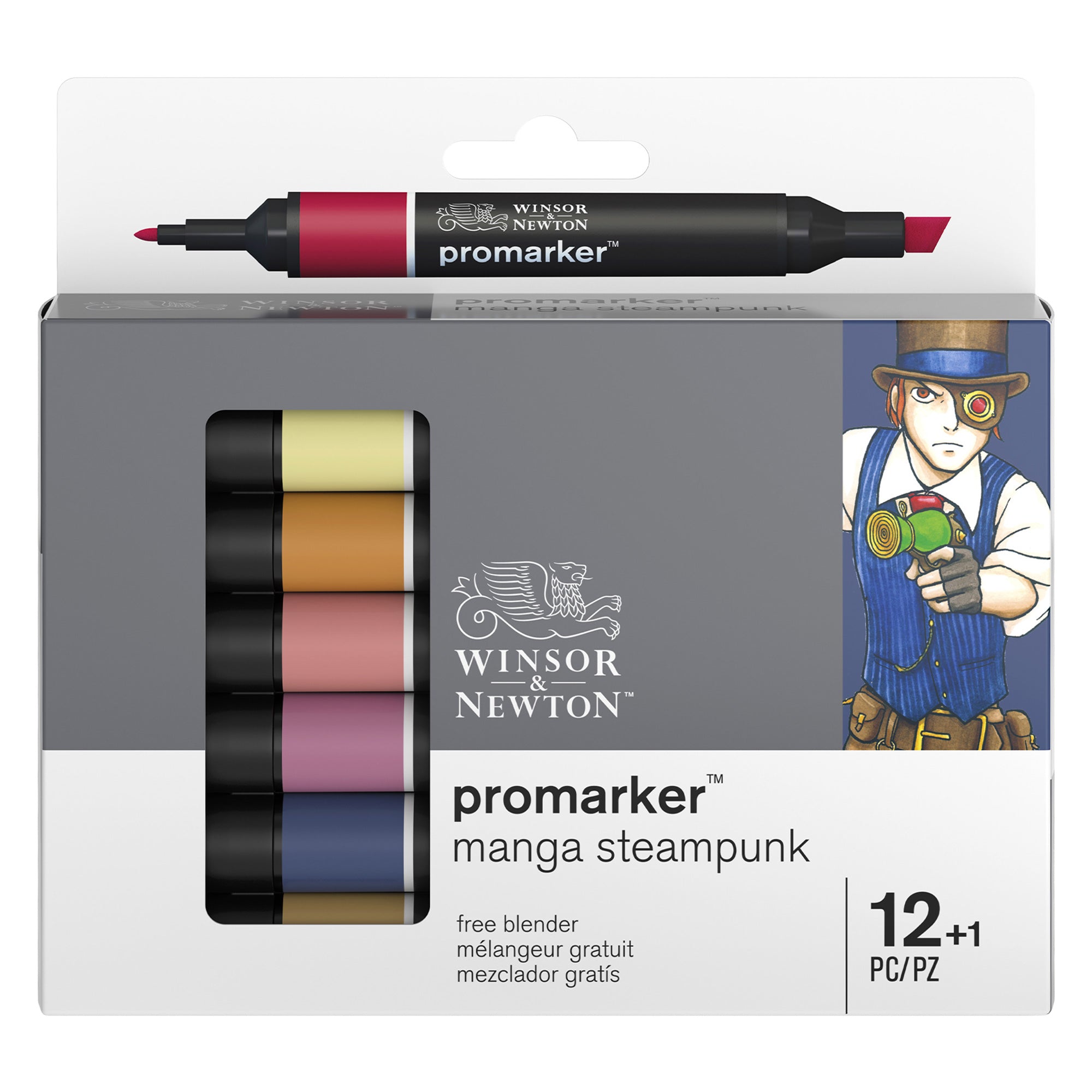 Winsor & Newton Promarker - Manga Steampunk Set of 12 + Blender