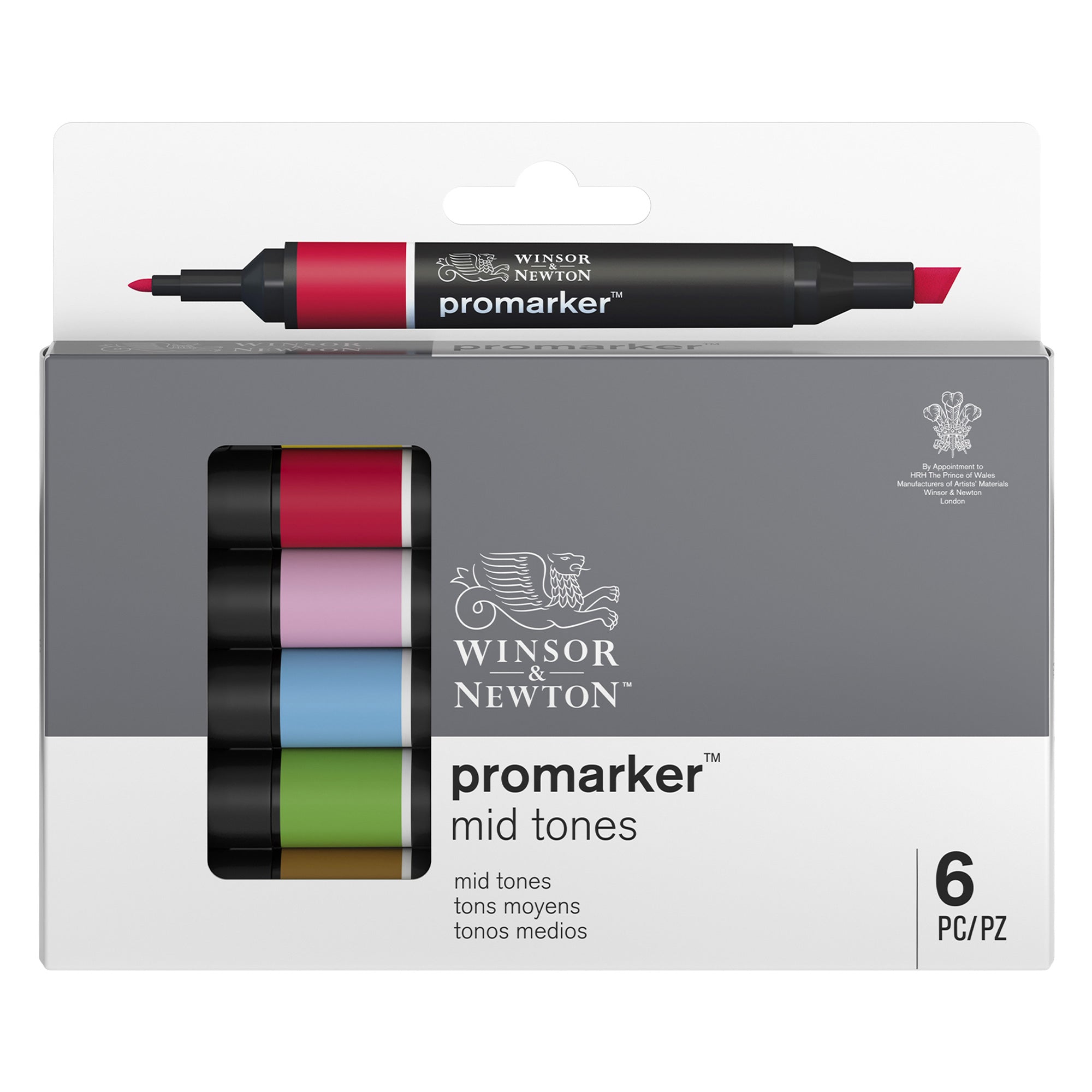 Winsor & Newton Promarkers Collectors Set of 6 - Mid Tones