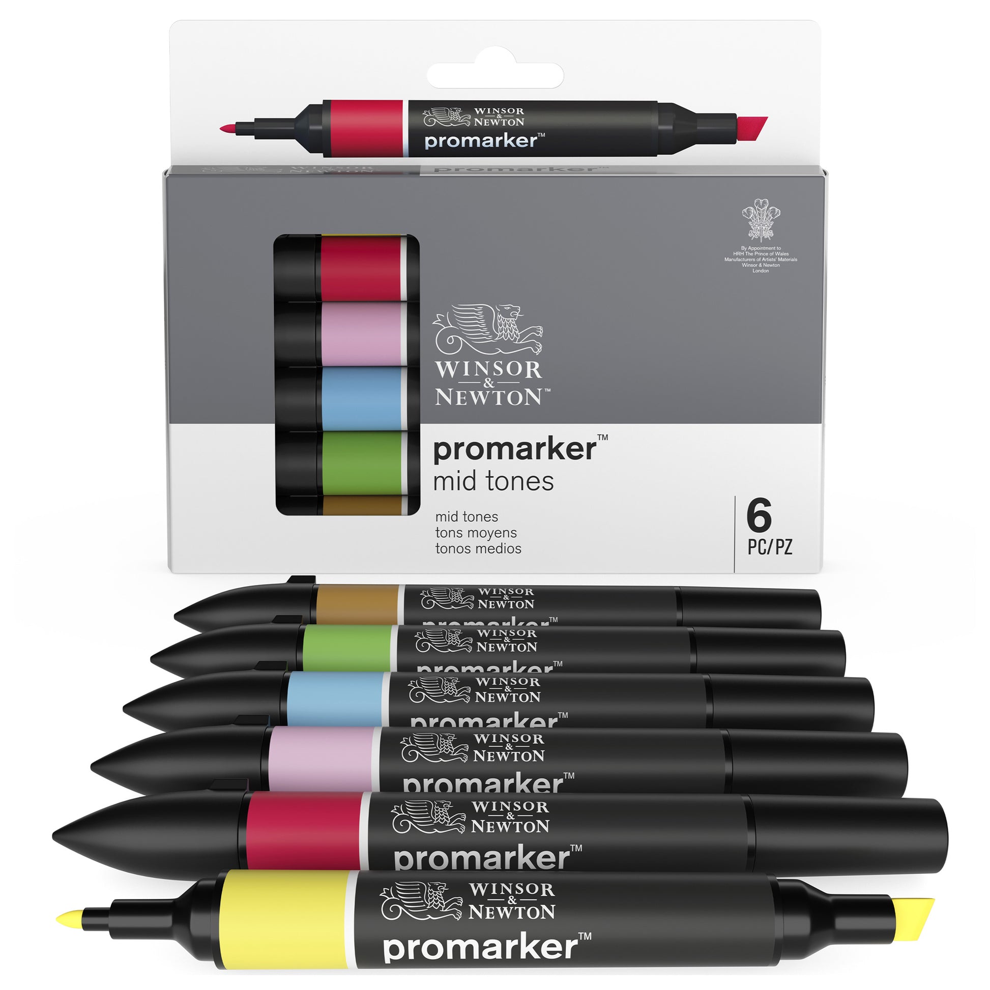 Winsor & Newton Promarkers Set of 6 - Mid Tones