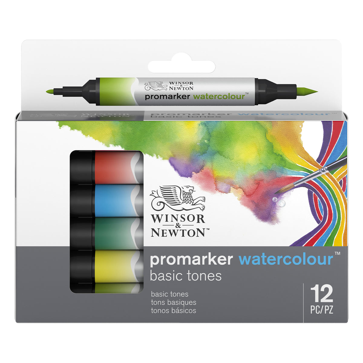 Winsor &amp; Newton Promarker Watercolour Marker - Basic Tones - Set of 12