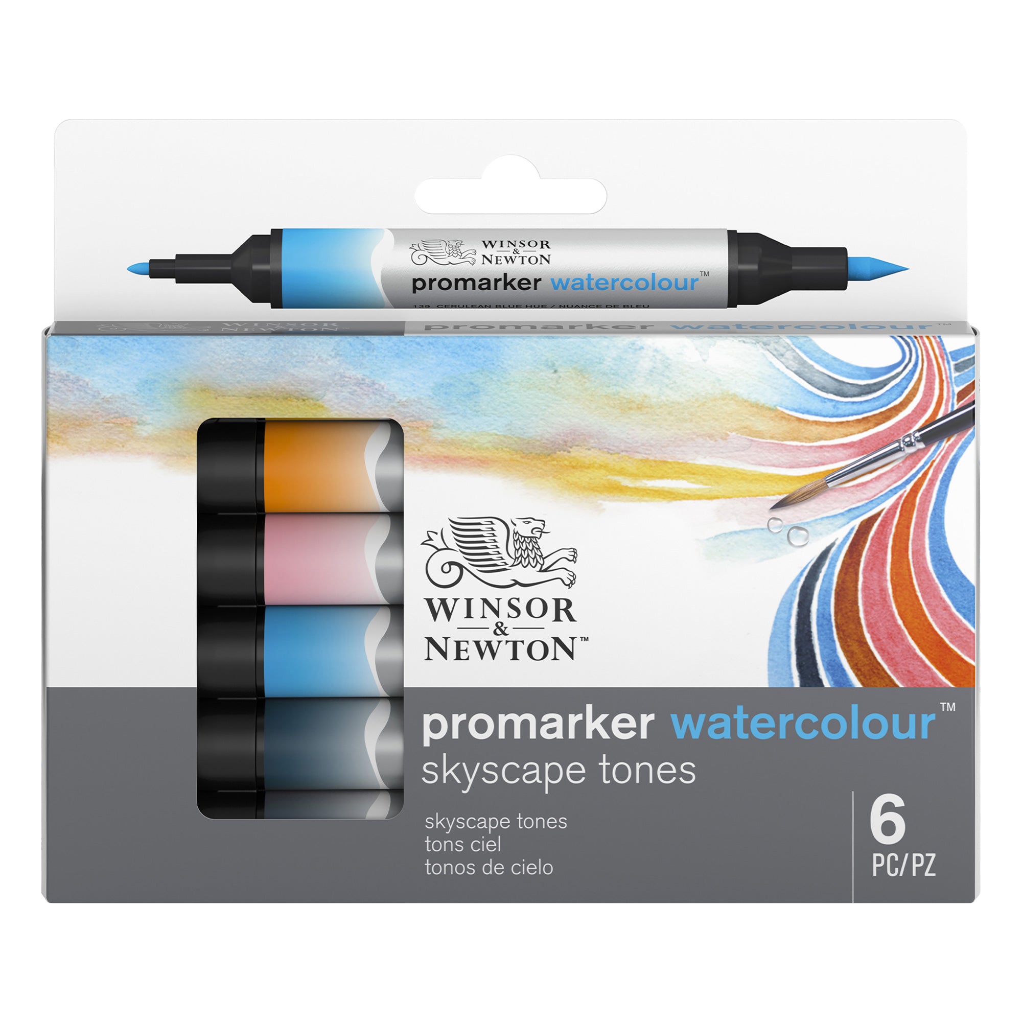 Winsor & Newton Promarker Watercolour Set of 6 - Skyscape Tones