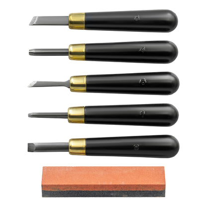 RGM Student Lino Set of 5 Tools + 1 Dual Sharpening Stone