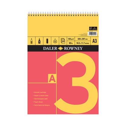 Daler-Rowney Red & Yellow Spiral Bound Pad - A3