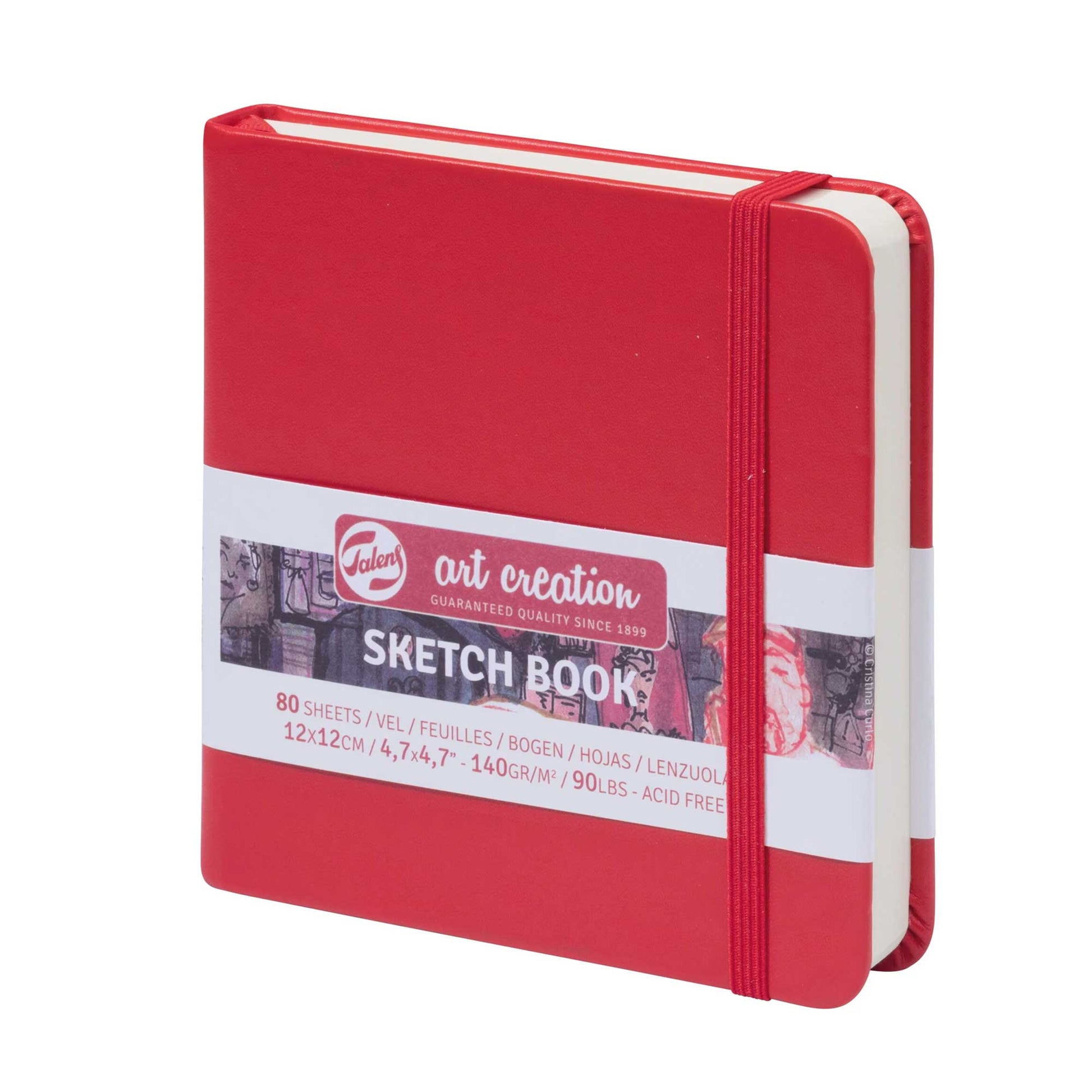 Royal Talens Art Creation Paper Hardback Sketchbook - Red, 12 x 12cm