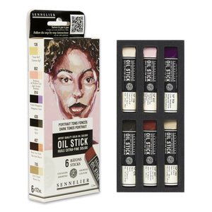 Sennelier Extra Fine Oil Stick 12ml - Set of 6 - Dark Tones Portrait