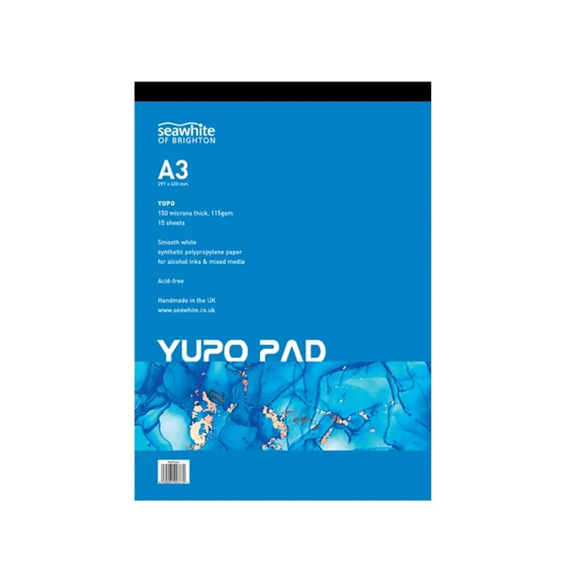 Durable Seawhite Yupo Pad 15 sheets, 115gsm, perfect for watercolour, alcohol ink, and mixed media techniques