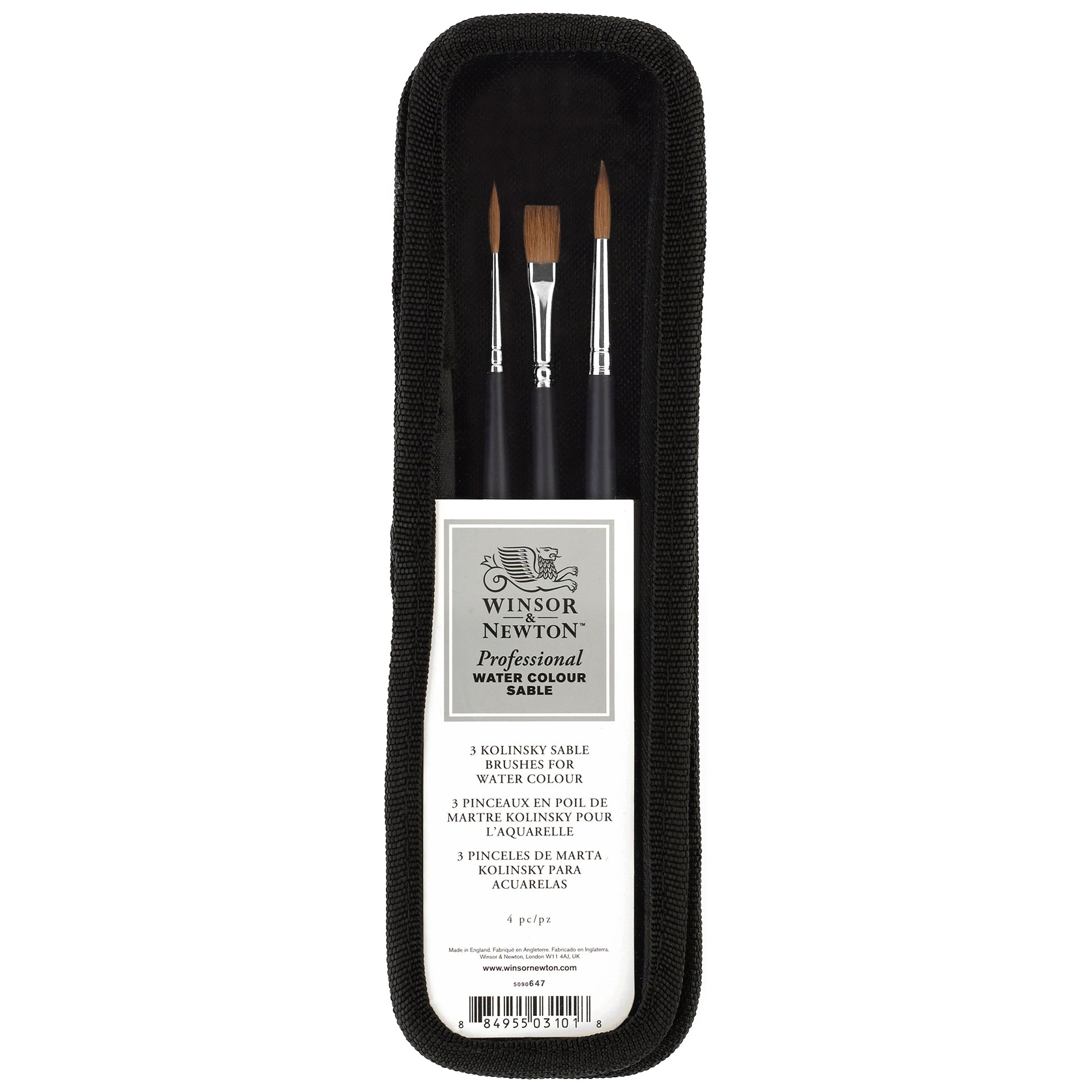 & Professional Watercolour Sable Pack 3 Short Handle Brushes