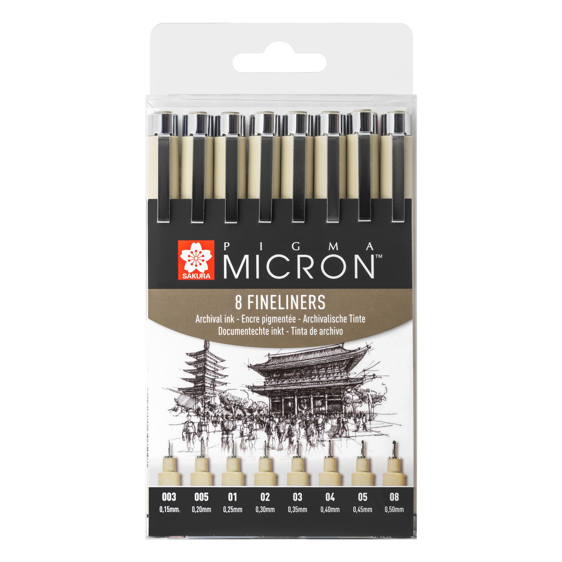 Sakura Pigma Micron Fineliners - Set of 8