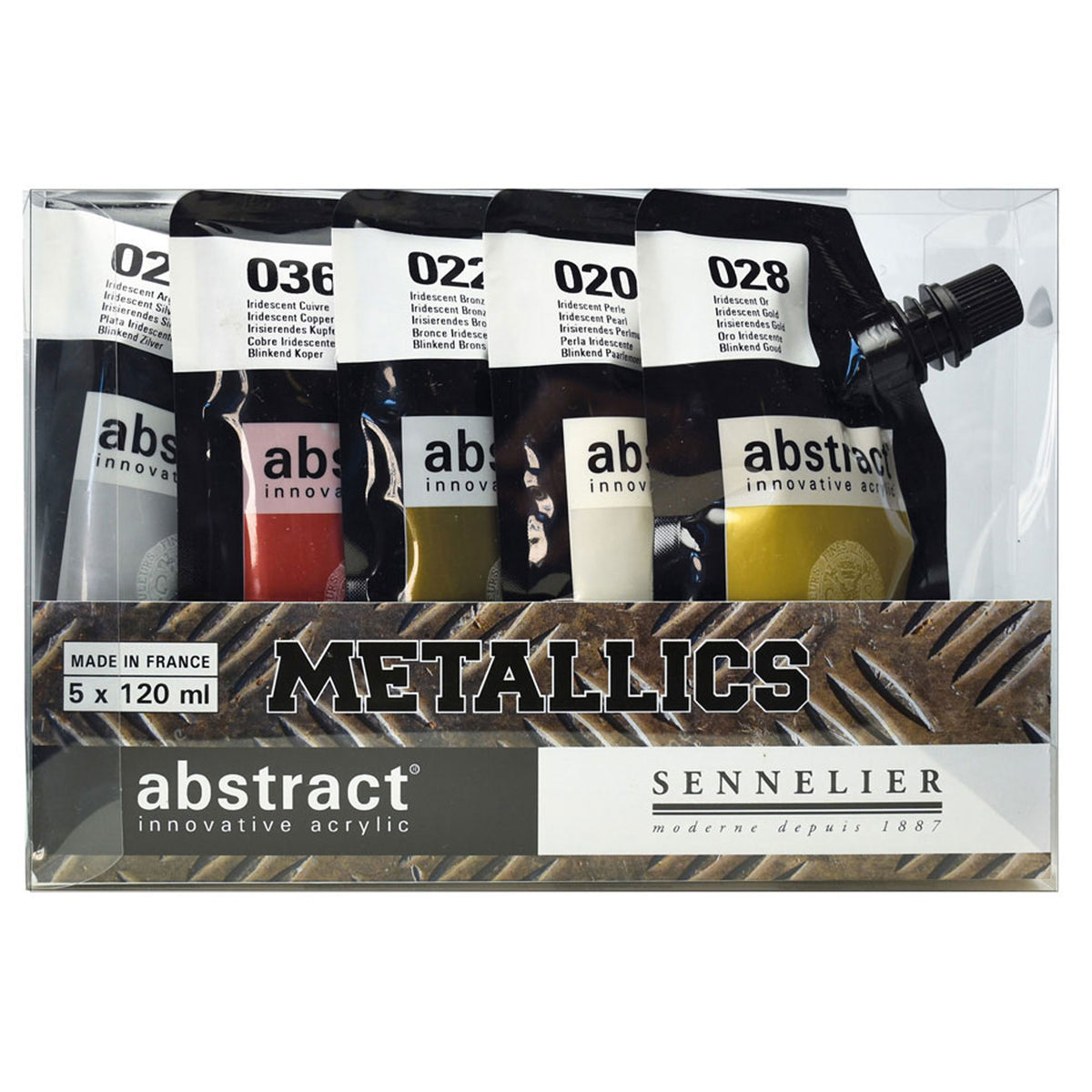 Sennelier Abstract Acrylic Paint Pouches - 5 x 120ml - Metallics