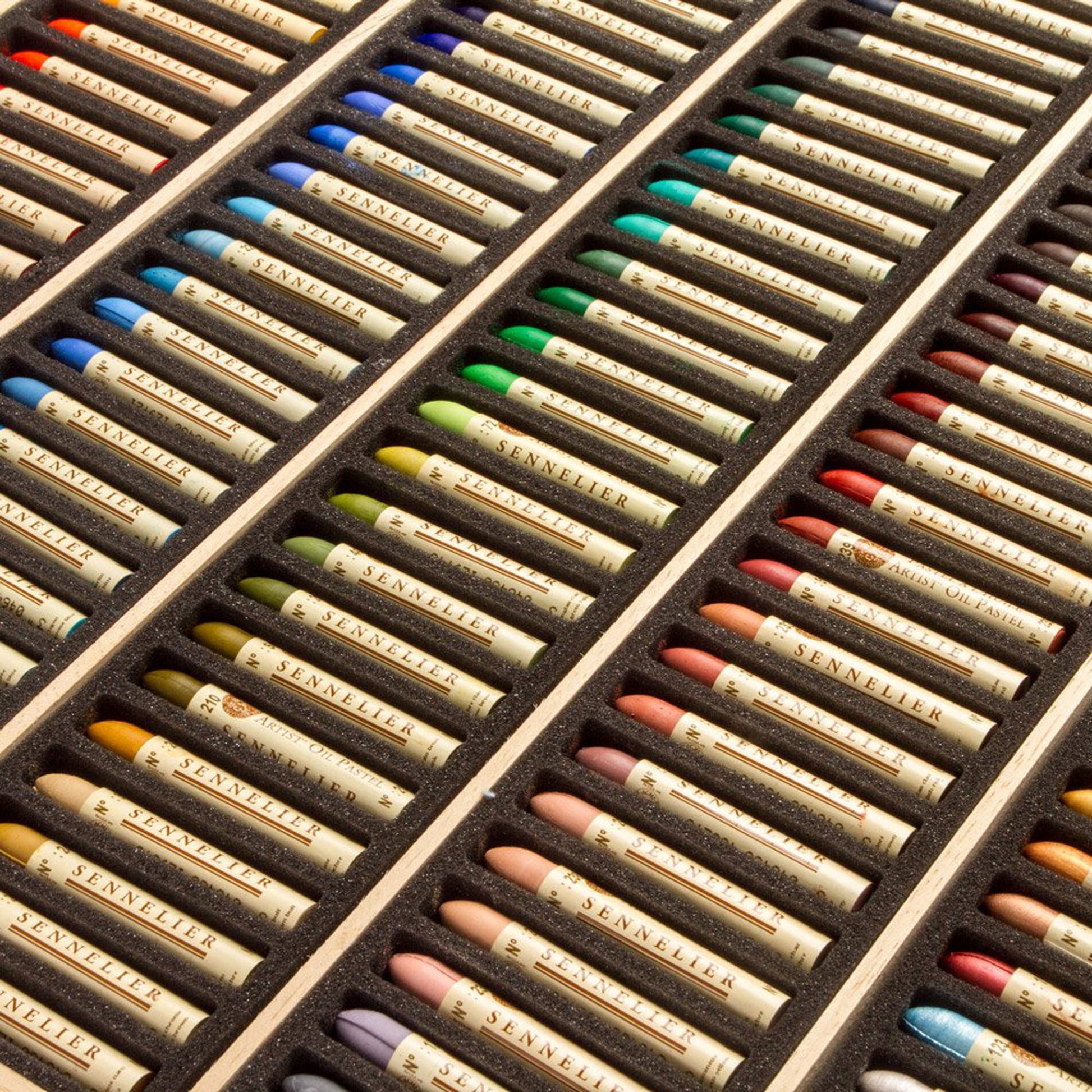 Sennelier 120 Oil Pastel Wooden Box Set - Pastels Closeup