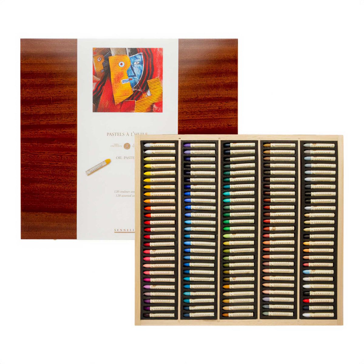 Sennelier 120 Oil Pastel Wooden Box Set - FREE Isomars A1 Art Storage Bag