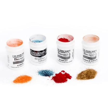 4 pots of Brusho colour in it's dry powder state. 