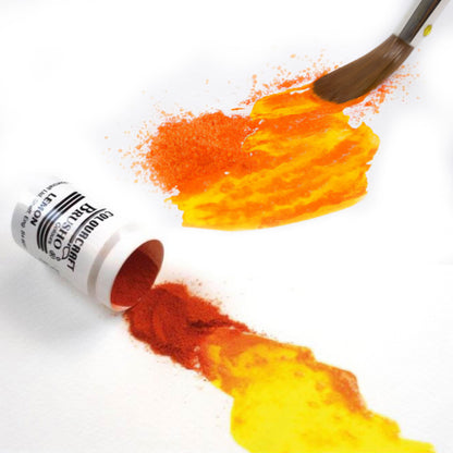 Example of Brusho in use demonstrating how the powder colour activates in water and can be used to paint with a brush.