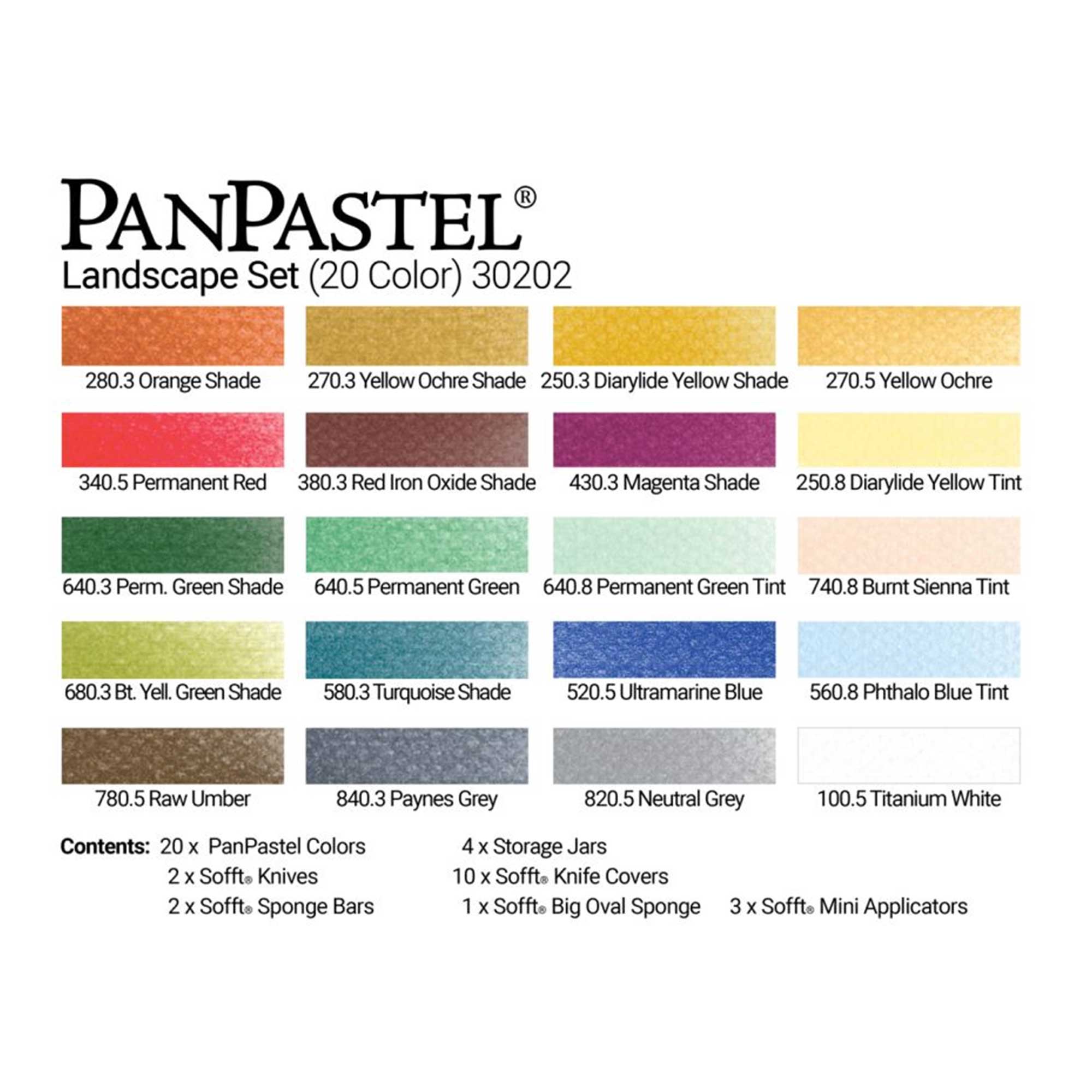 PanPastel Set of 20 - LANDSCAPE - Colour Swatches