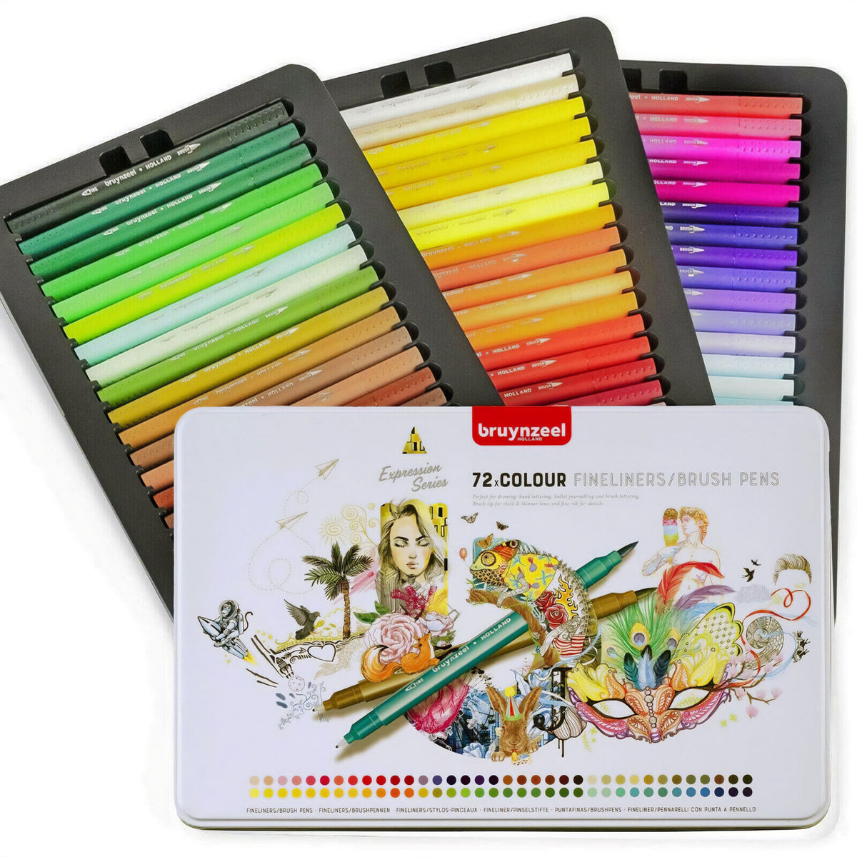 Bruynzeel Twin-Tip Fineliner Brush Pens - Set of 72