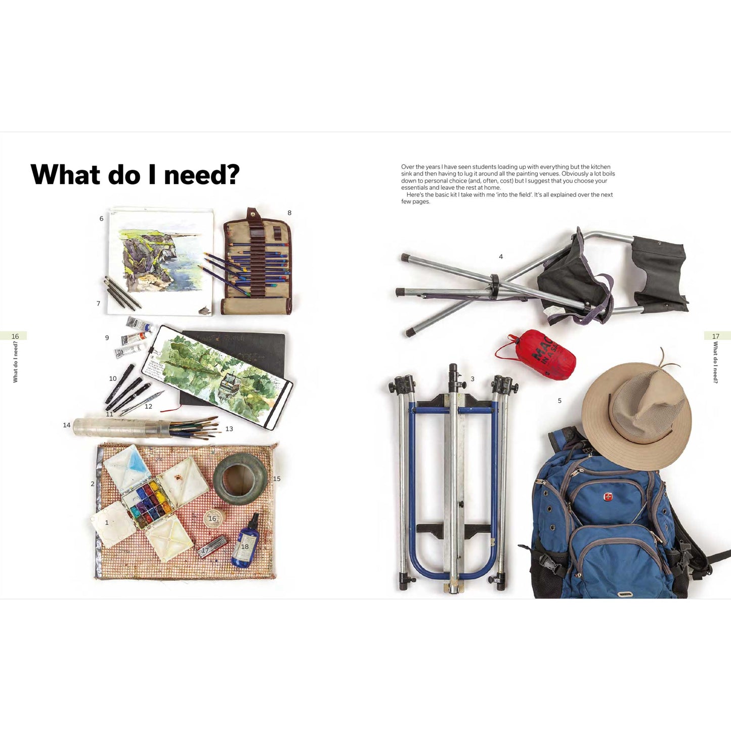 Sample Page 1 - A showcase of the supplies and accessories recommended for working outdoors.