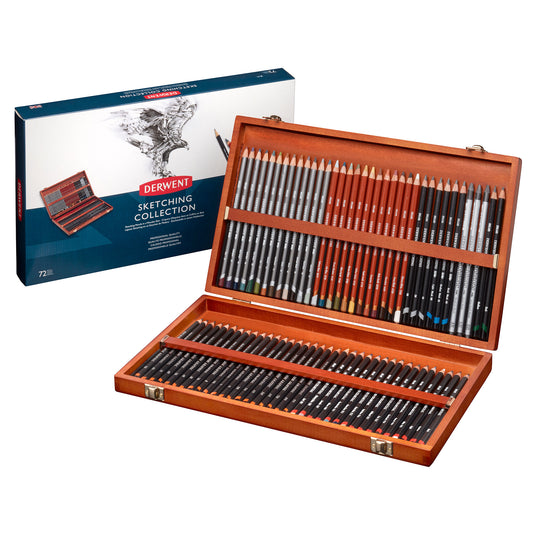 Derwent Sketching 72 Wooden Box with Packaging