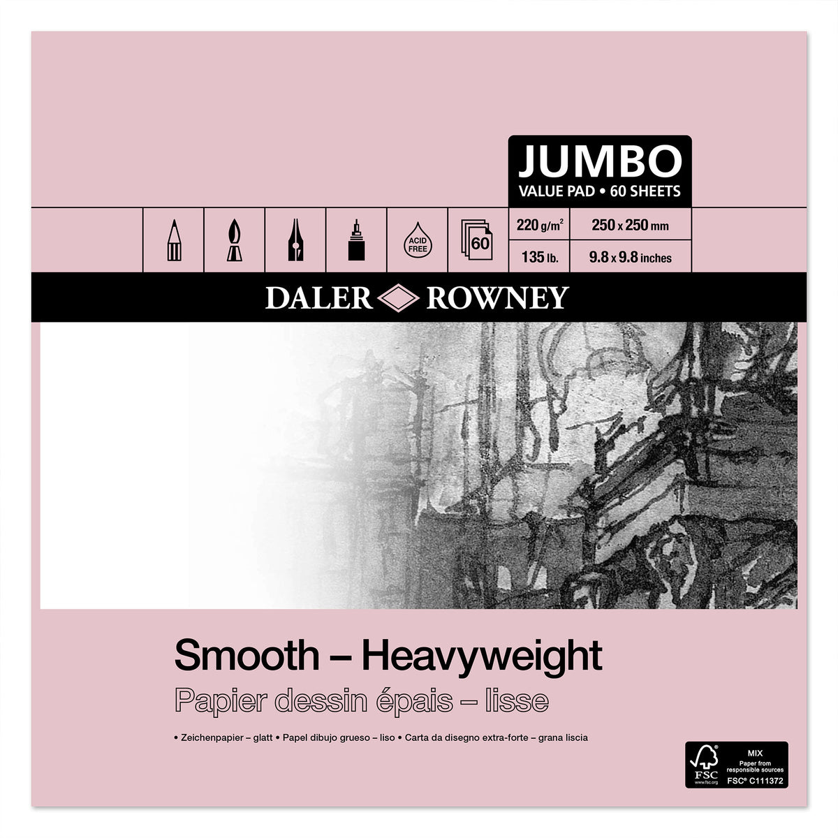 Jumbo Heavyweight Cartridge Pad 220gsm 25 x 25cm
