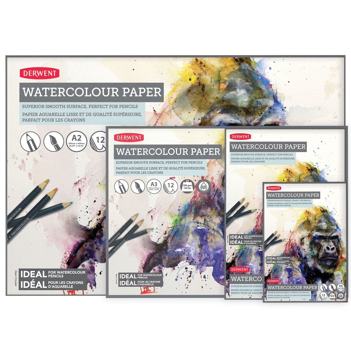 Derwent Smooth Watercolour Paper Pads - 300gsm - 12 Sheets