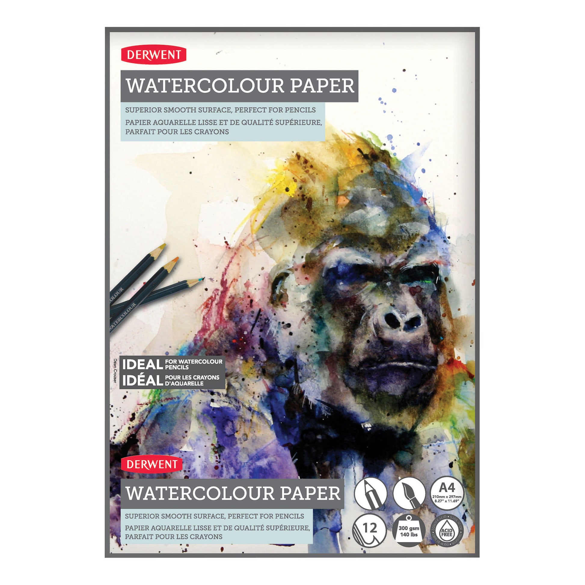 Derwent Smooth Watercolour Paper Pads - 300gsm - 12 Sheets - A4
