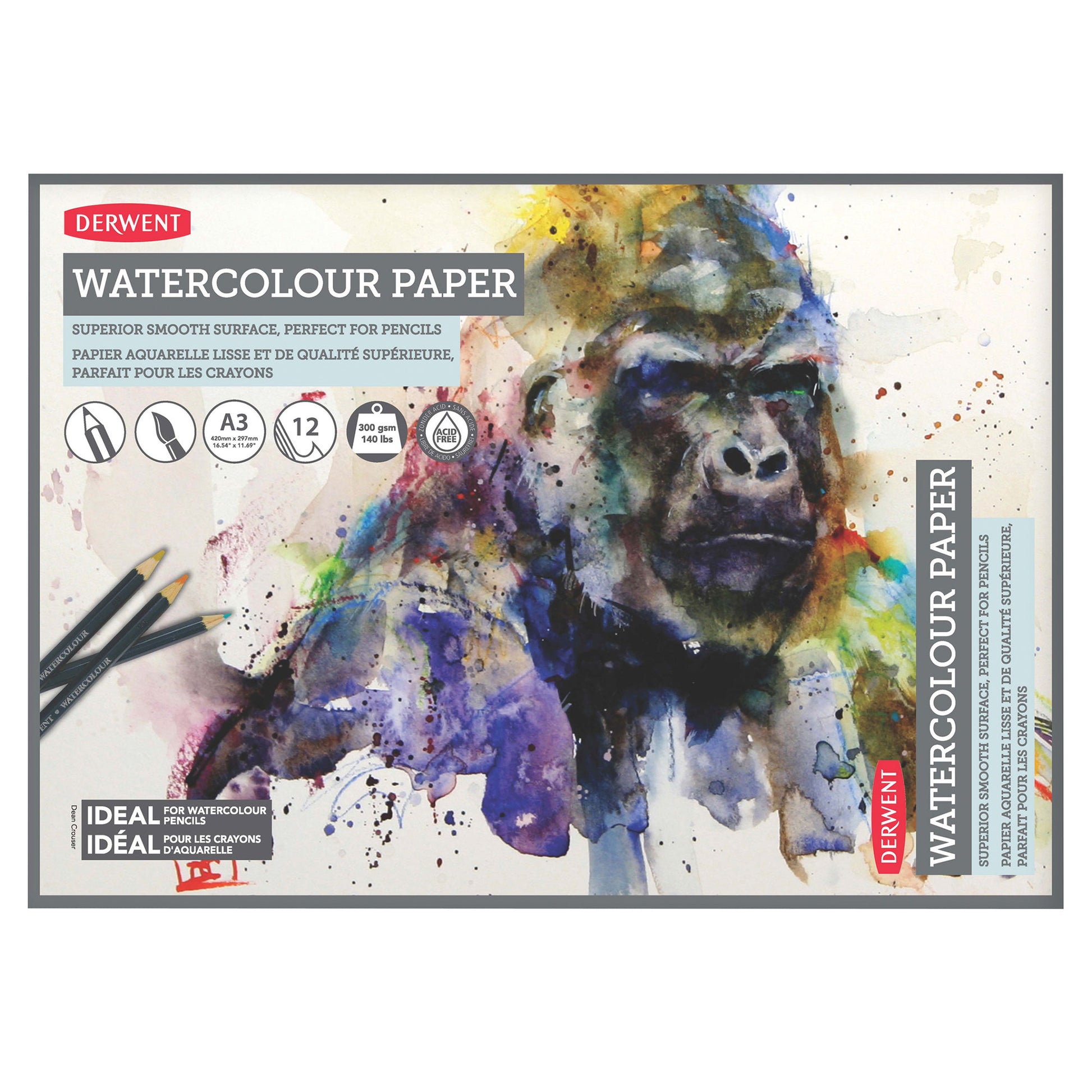 Derwent Smooth Watercolour Paper Pads - 300gsm - 12 Sheets - A3