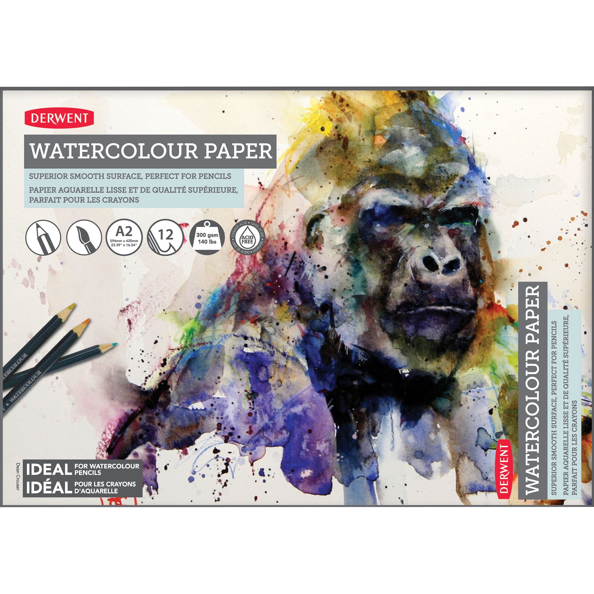 Derwent Smooth Watercolour Paper Pads - 300gsm - 12 Sheets  - A2