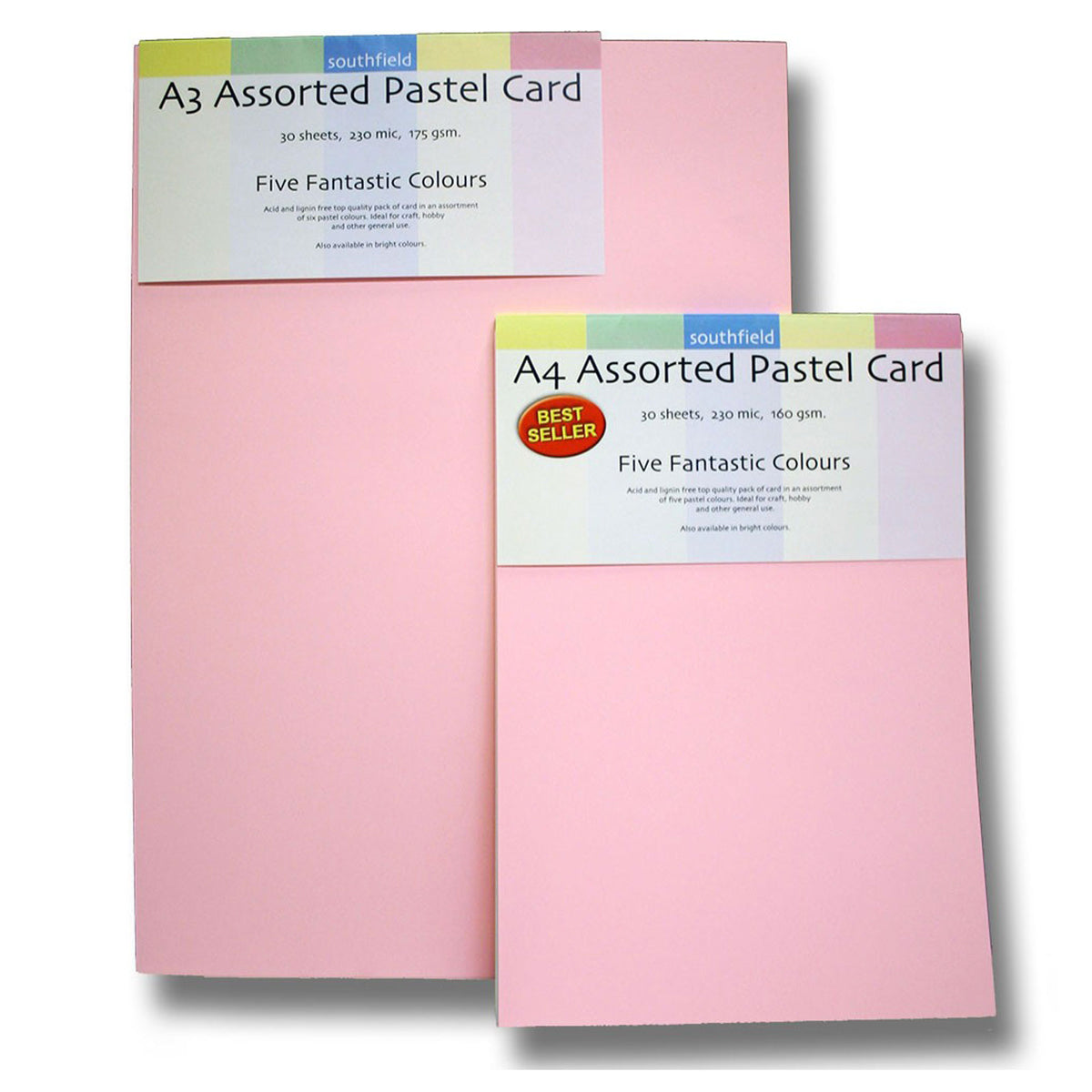 Southfield Assorted Pastel Coloured Card 30 Sheets