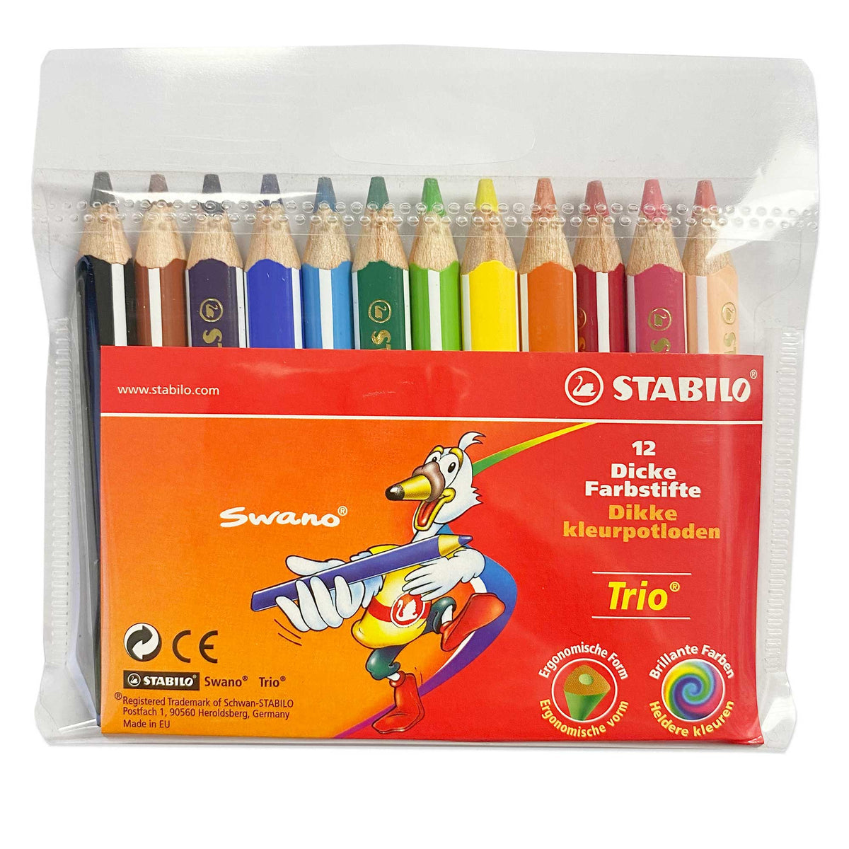 Stabilo Trio Thick Short Colouring Pencils - Set of 12 Assorted Colours