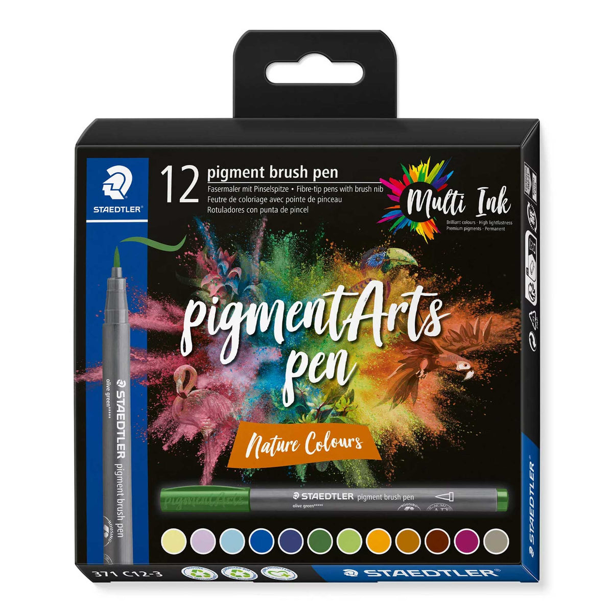 Staedtler Pigment Arts Multi Ink Brush Pens - Nature Colours - Set of 12