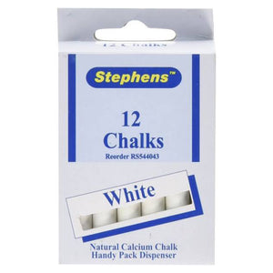 Stephens White Chalks - Box of 12 Sticks