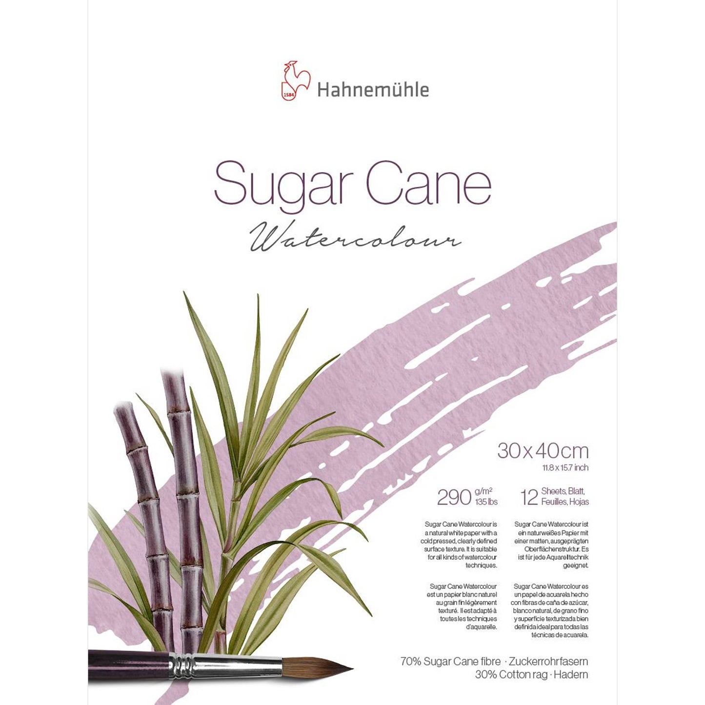 Hahnemühle Sugar Cane Watercolour Pads - 290gsm - 12 Sheets - 30 x 40cm