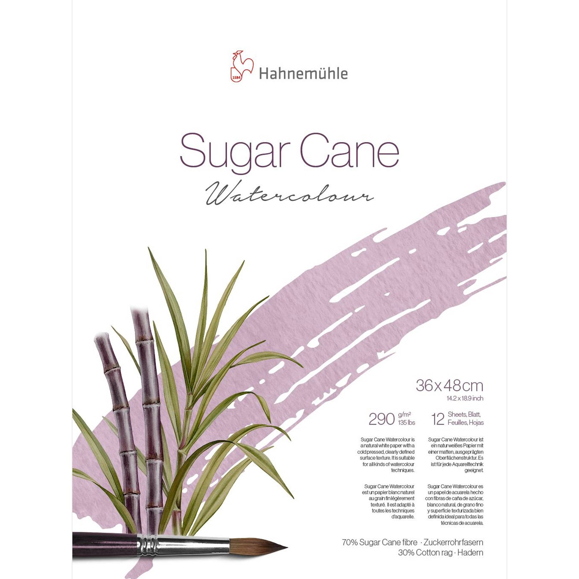 Hahnemühle Sugar Cane Watercolour Pads - 290gsm - 12 Sheets - 36 x 48cm