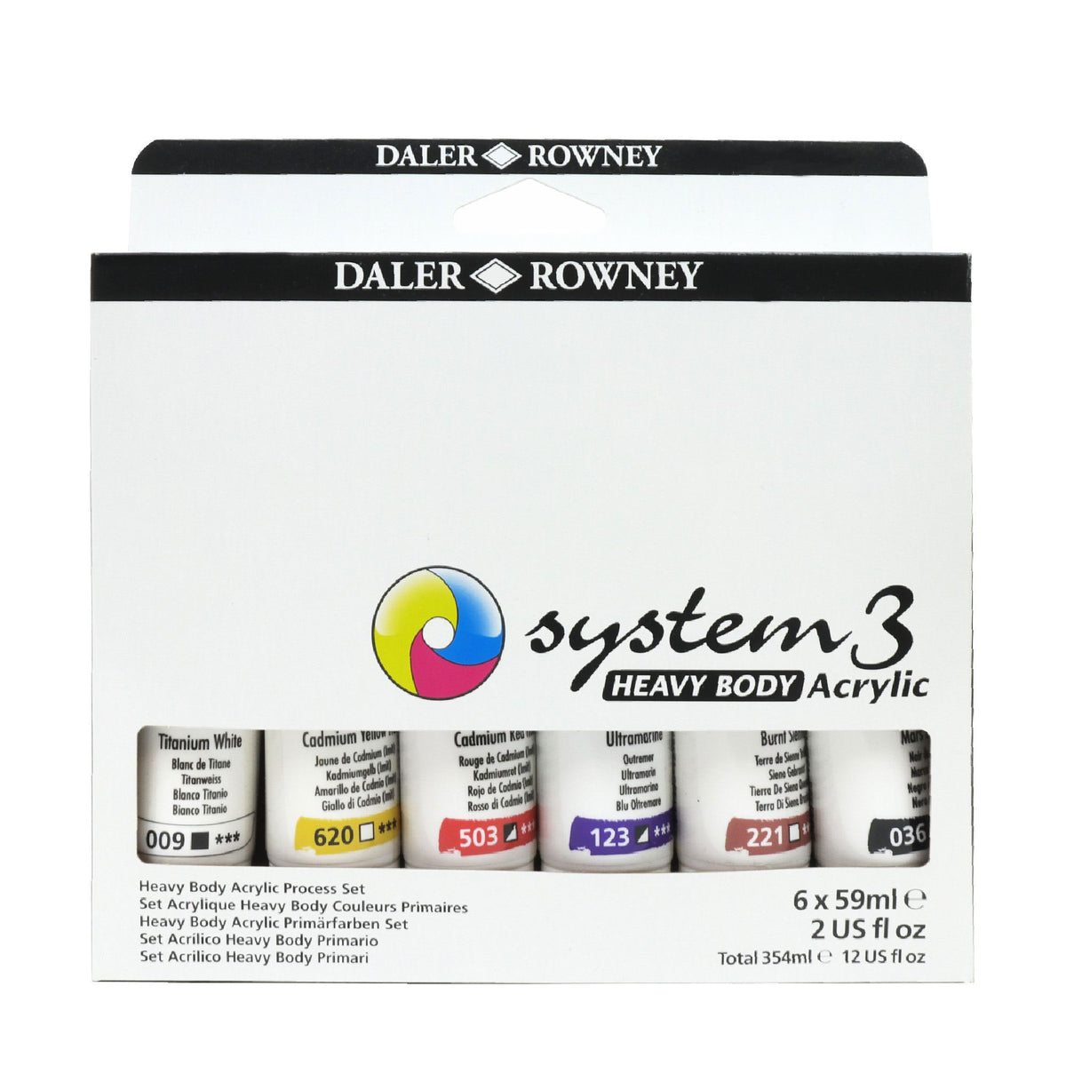 Daler-Rowney System3 HEAVY BODY Acrylic Process Set - 6 x 59ml Tubes