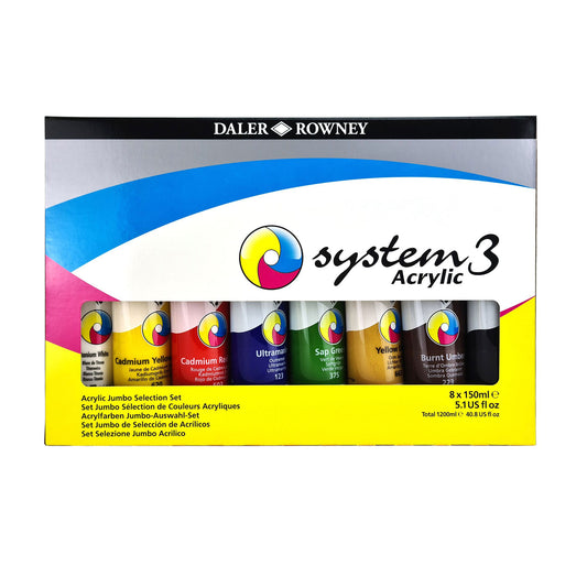 Daler-Rowney System3 Original Jumbo Selection Set 8 x 150ml tubes