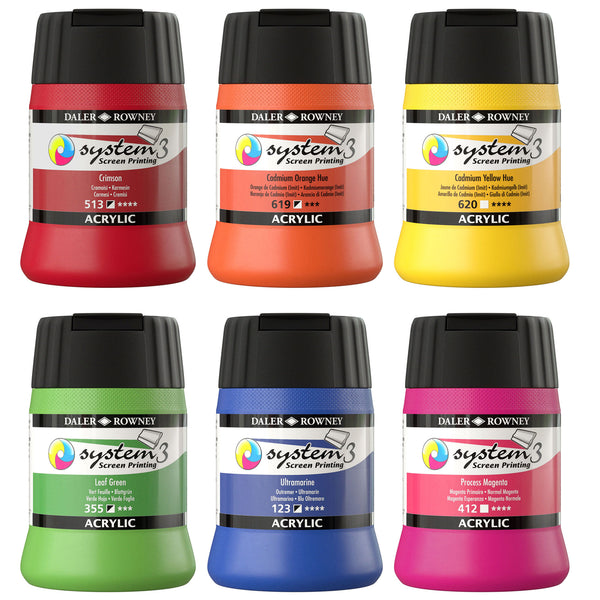 System 3 Screen Printing Acrylic Colour - 250ml - (Black Cap)