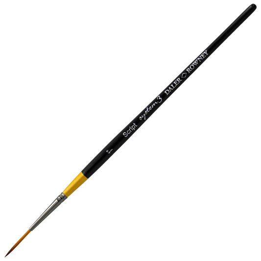 Daler-Rowney System3 - Short Handled Script - SY50-1 brush with soft synthetic filaments for acrylic painting.