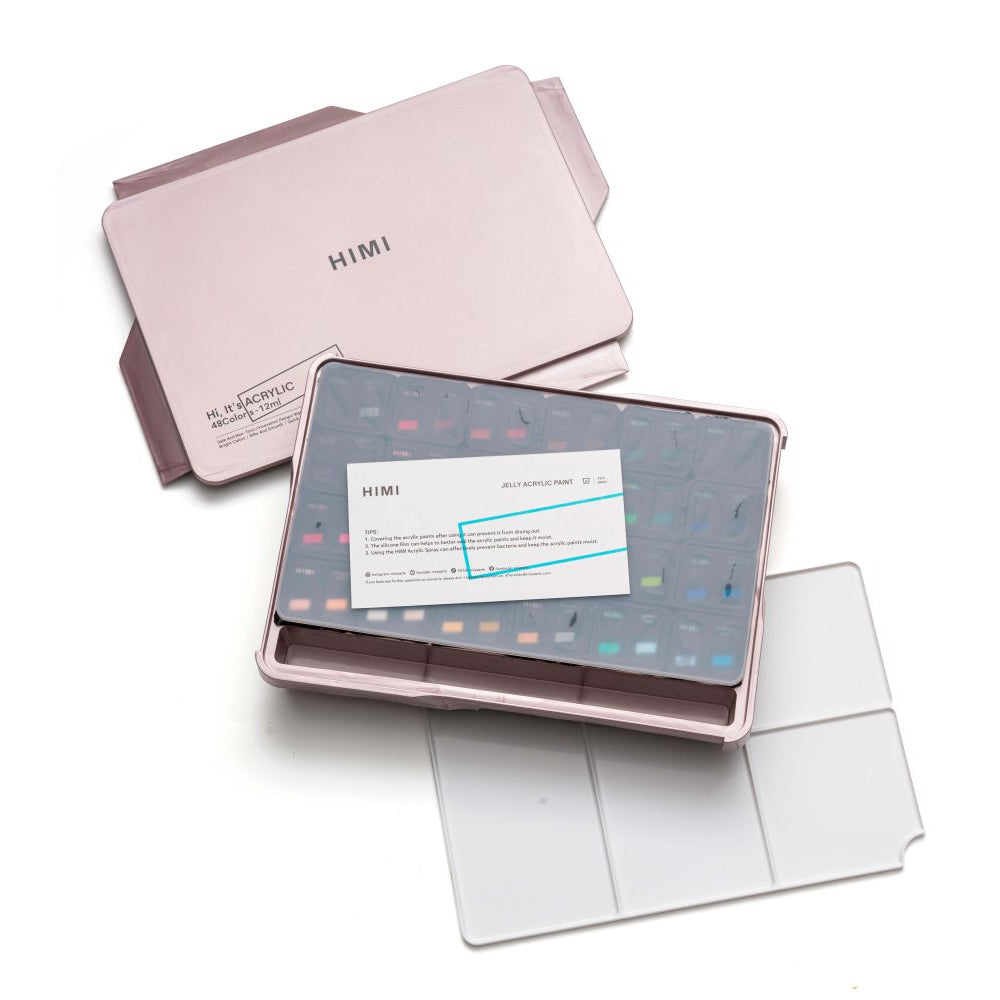 HIMI : Jelly Cup Acrylic : 12ml Twin Cups : Set of 48 Colours : Plastic  Case : Pearl Pink