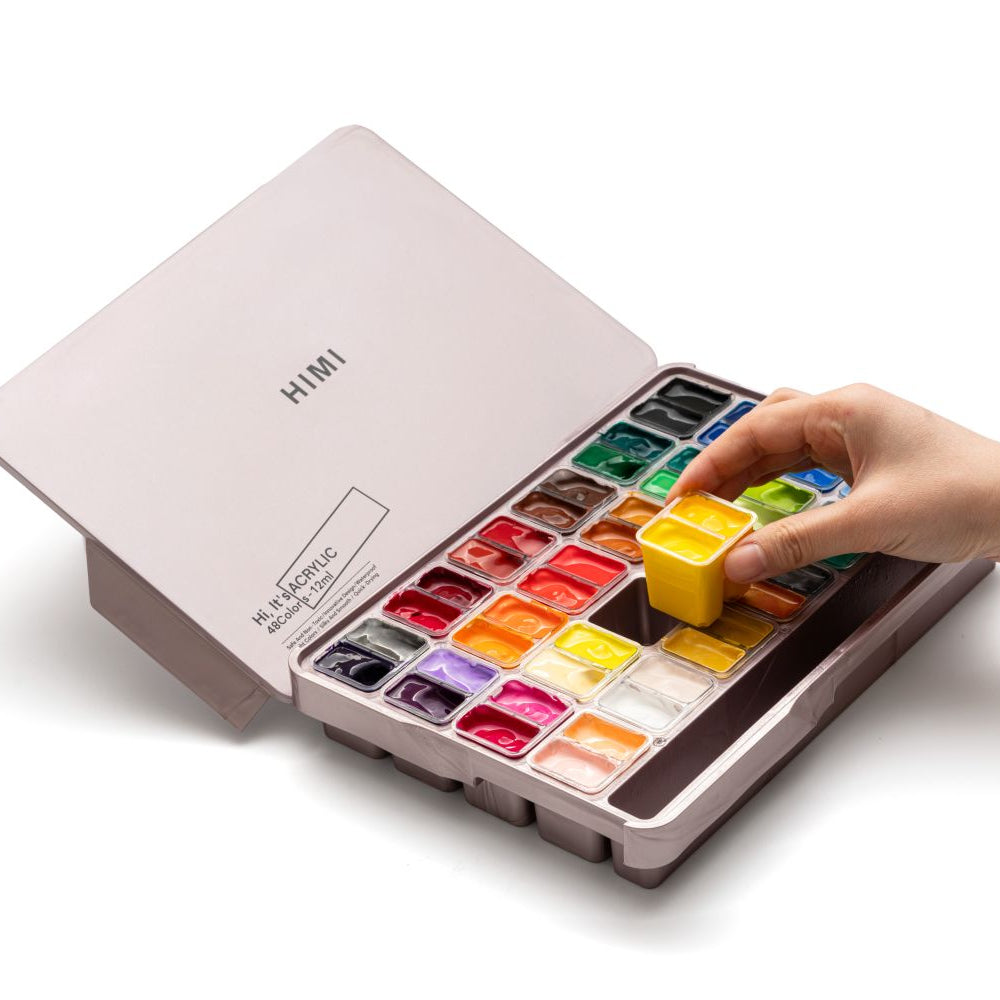 HIMI : Jelly Cup Acrylic : 12ml Twin Cups : Set of 48 Colours : Plastic  Case : Pearl Pink