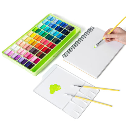 HIMI : Jelly Cup Gouache Kit : 12ml Twin Cups : Set of 72 Colours : Apple Green Case