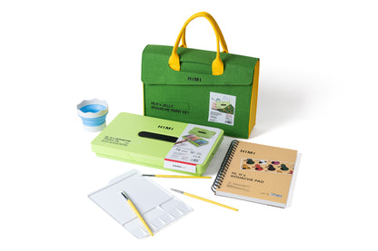 HIMI : Jelly Cup Gouache Kit : 12ml Twin Cups : Set of 72 Colours : Apple Green Case